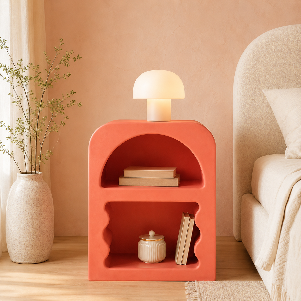Table de Chevet ONDA – Design Sculptural et Couleur Personnalisable
