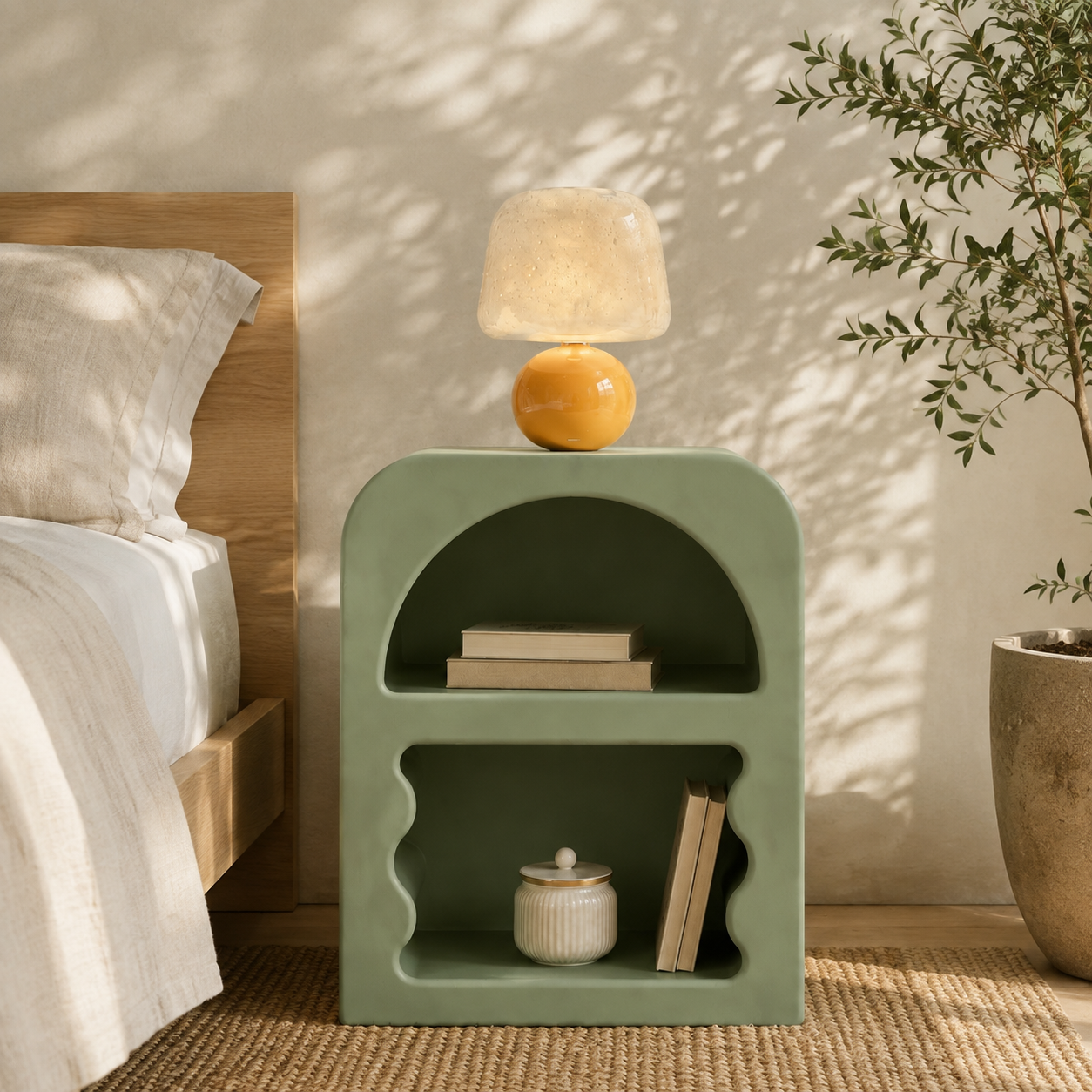 Table de Chevet ONDA – Design Sculptural et Couleur Personnalisable