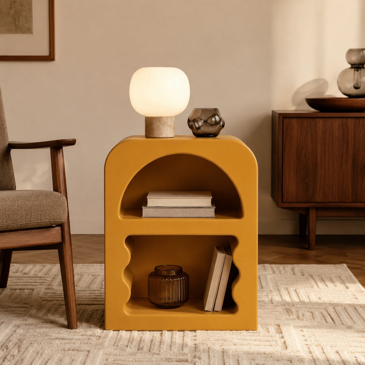 Table de Chevet ONDA – Design Sculptural et Couleur Personnalisable