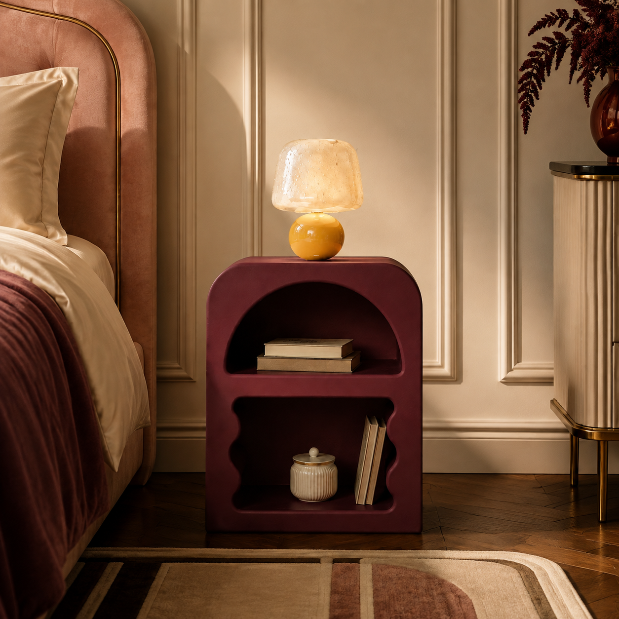 Table de Chevet ONDA – Design Sculptural et Couleur Personnalisable