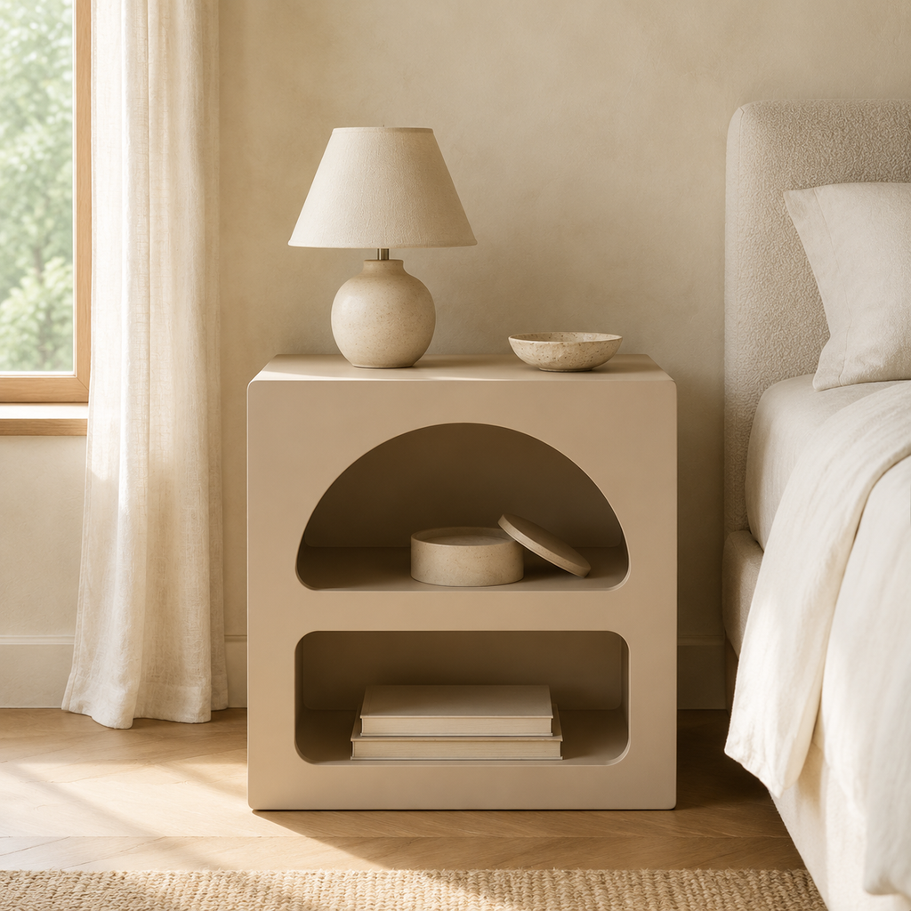 Table de chevet Naya – Design arrondi à deux niches