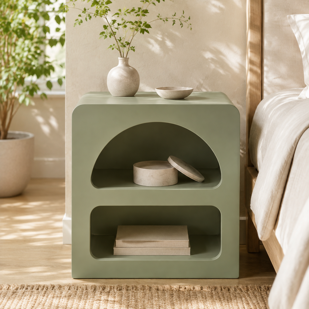 Table de chevet Naya – Design arrondi à deux niches