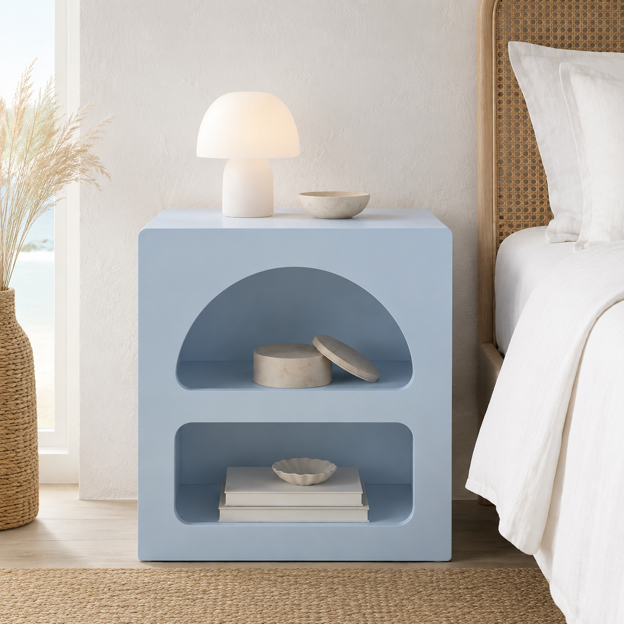 Table de chevet Naya – Design arrondi à deux niches