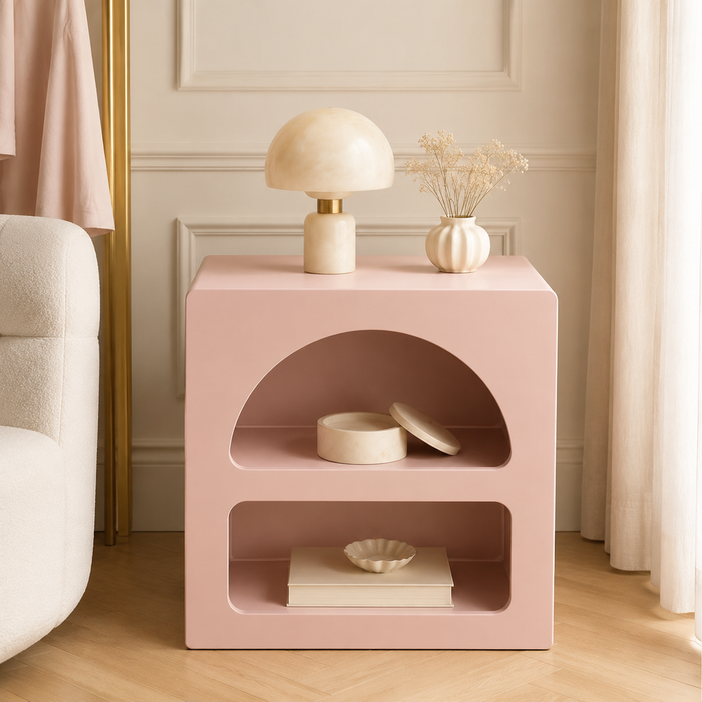 Table de chevet Naya – Design arrondi à deux niches