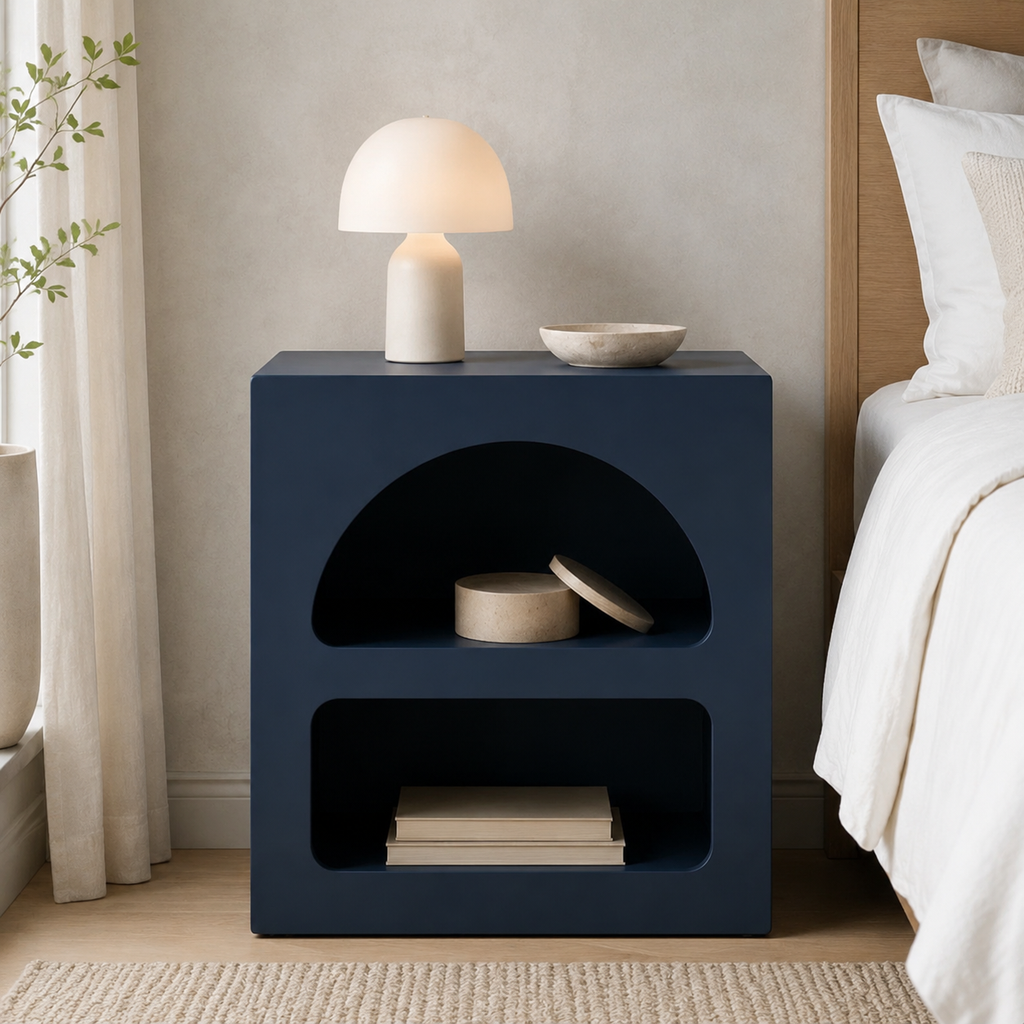 Table de chevet Naya – Design arrondi à deux niches