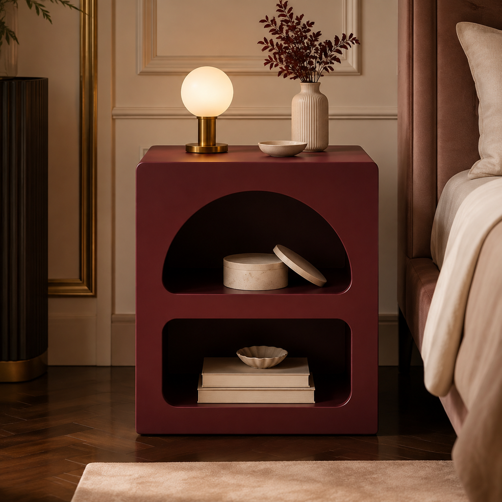 Table de chevet Naya – Design arrondi à deux niches
