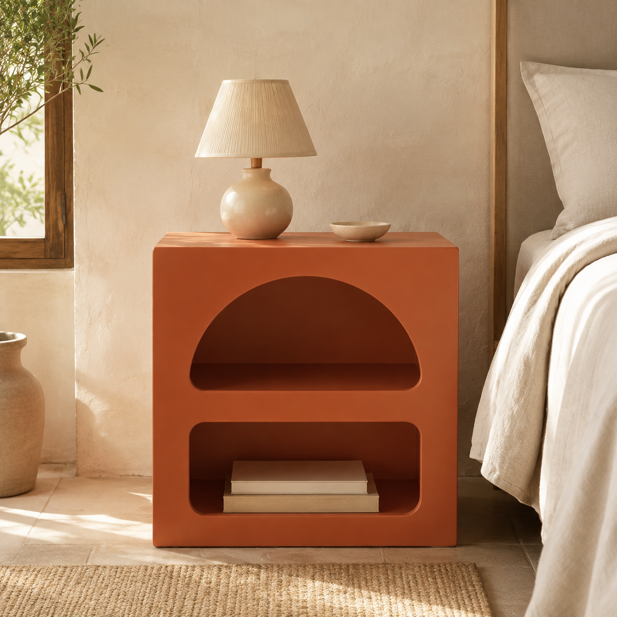 Table de chevet Naya – Design arrondi à deux niches