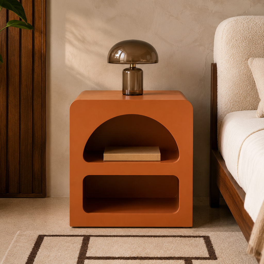 Table de chevet Naya – Design arrondi à deux niches