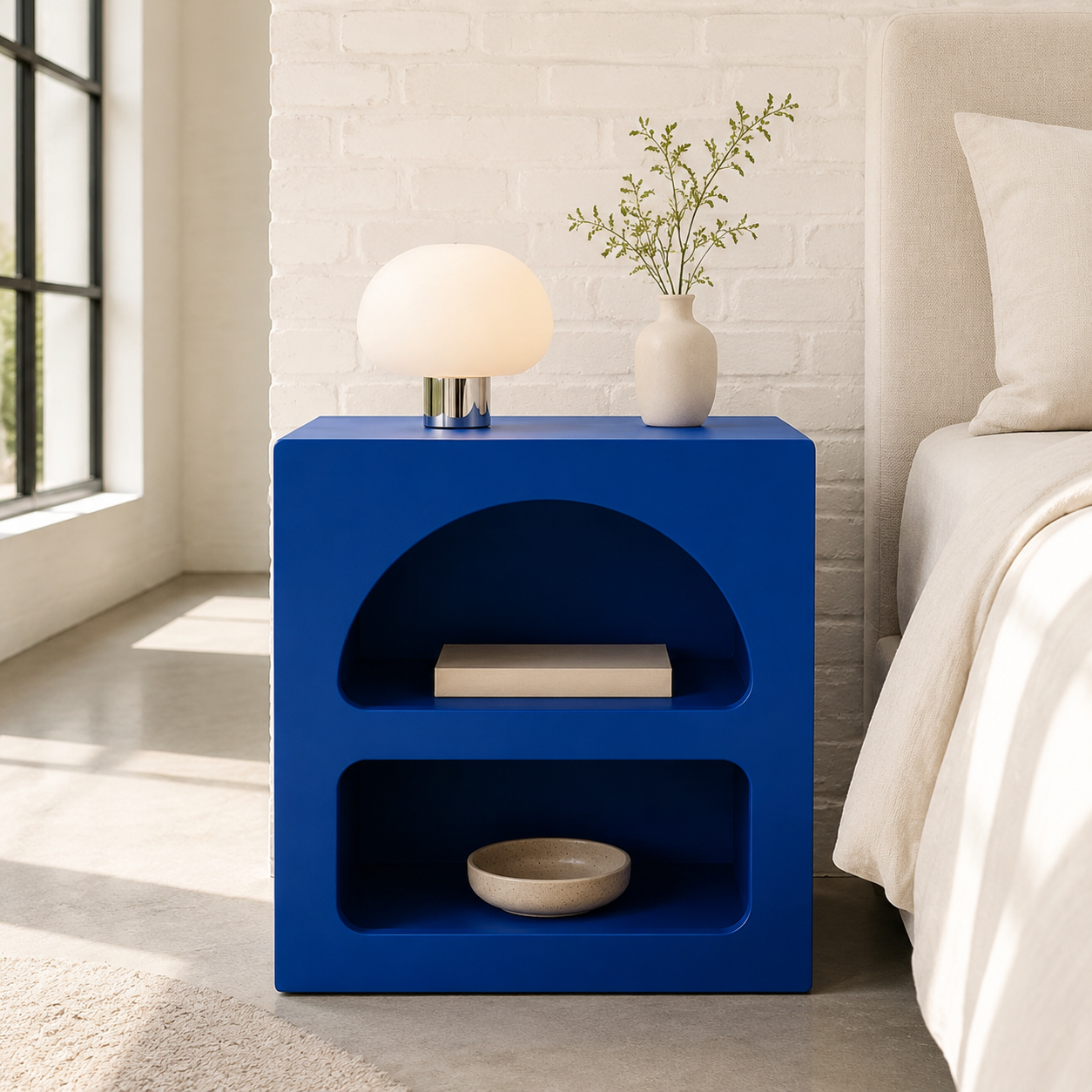 Table de chevet Naya – Design arrondi à deux niches