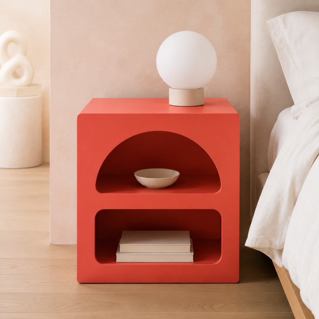Table de chevet Naya – Design arrondi à deux niches