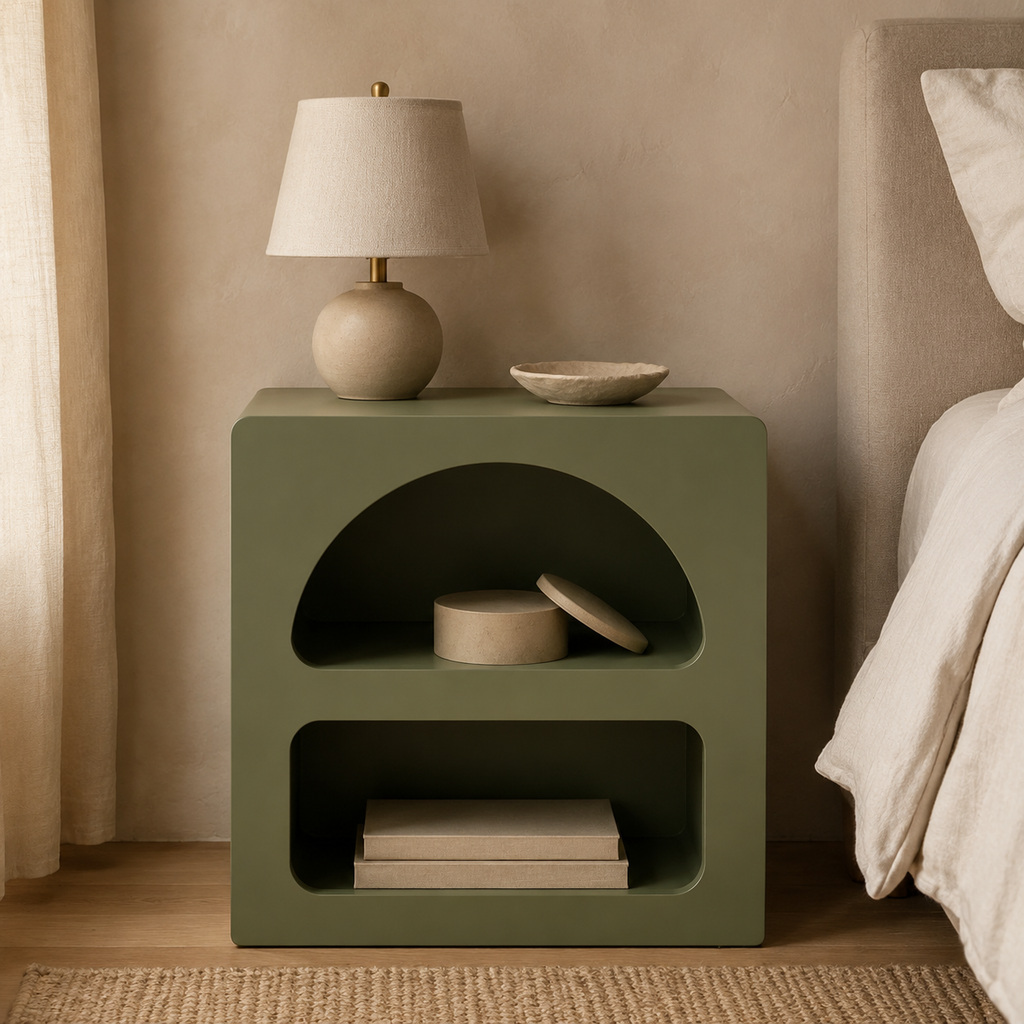 Table de chevet Naya – Design arrondi à deux niches