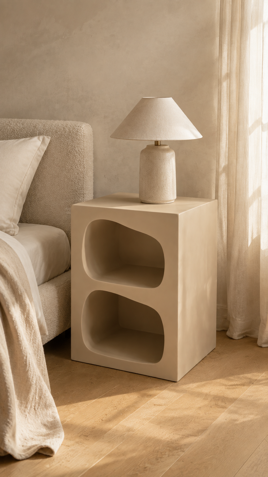 Table de chevet organique à double niche