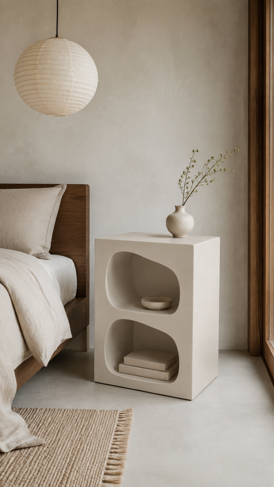 Table de chevet organique à double niche