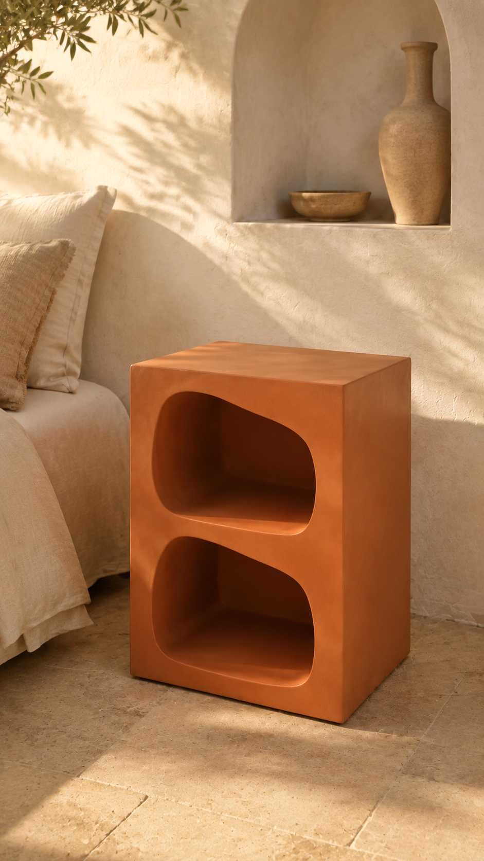 Table de chevet organique à double niche