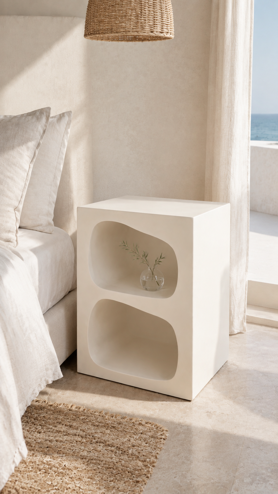 Table de chevet organique à double niche