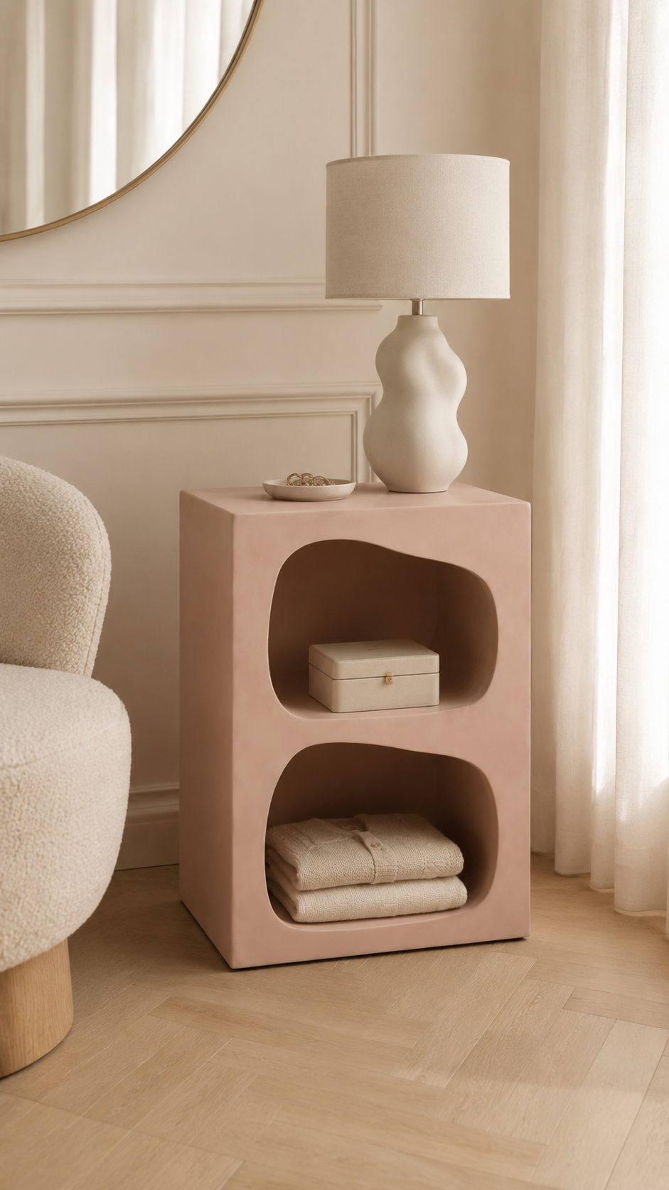 Table de chevet organique à double niche