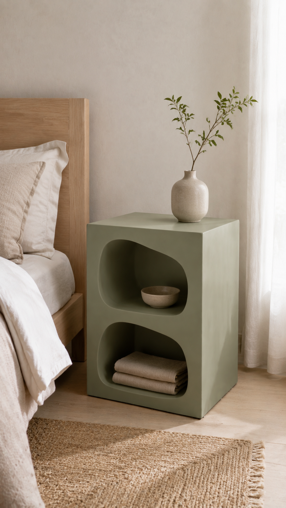 Table de chevet organique à double niche