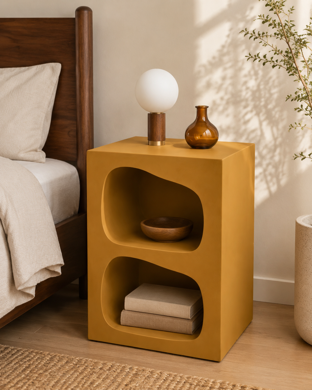 Table de chevet organique à double niche