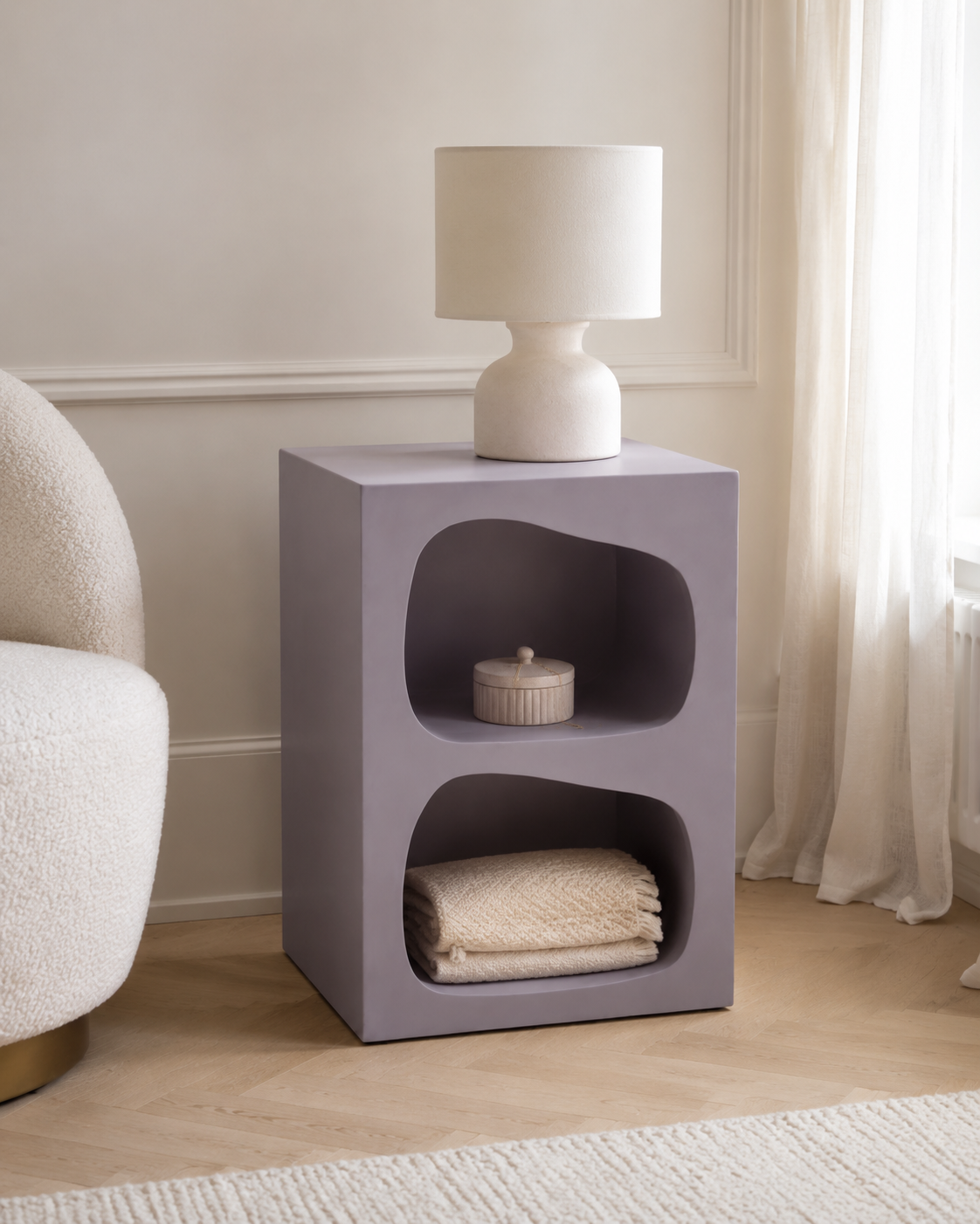 Table de chevet organique à double niche