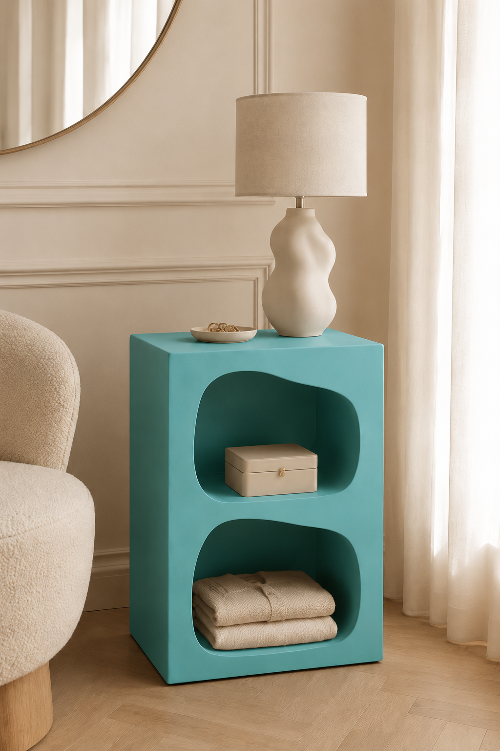 Table de chevet organique à double niche