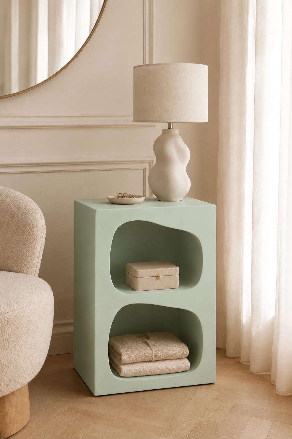 Table de chevet organique à double niche