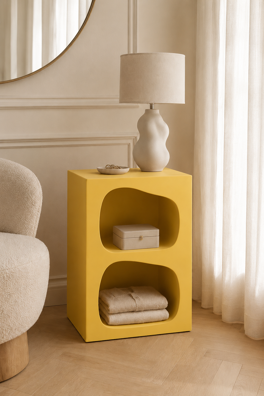 Table de chevet organique à double niche