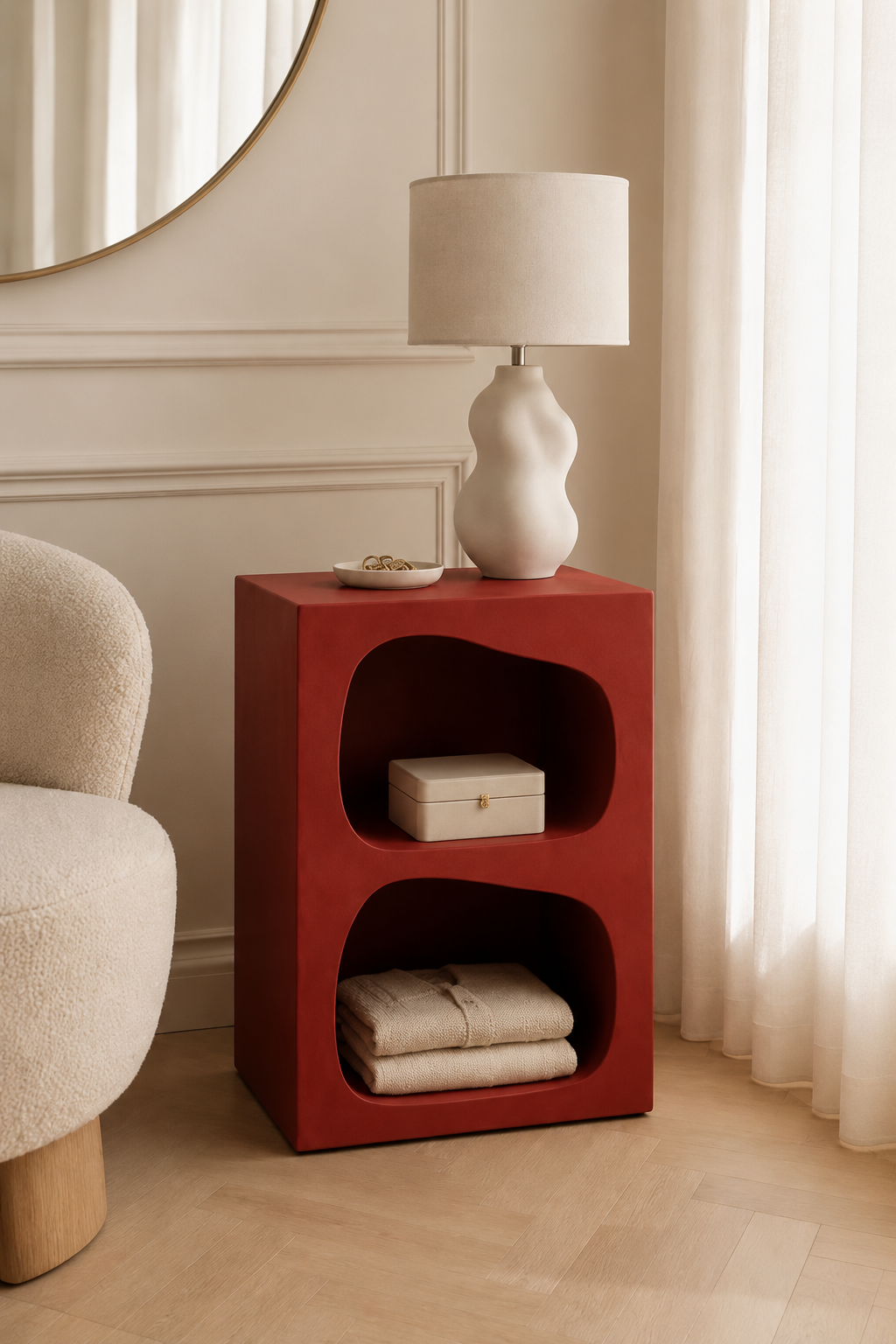 Table de chevet organique à double niche