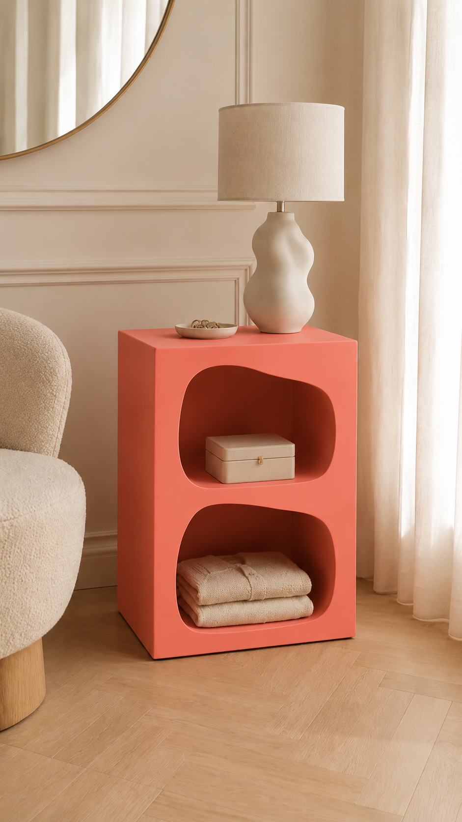 Table de chevet organique à double niche