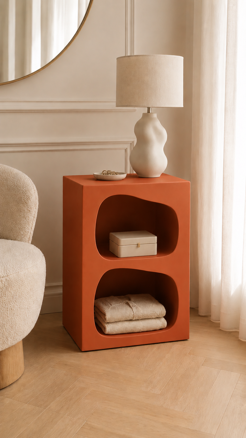Table de chevet organique à double niche