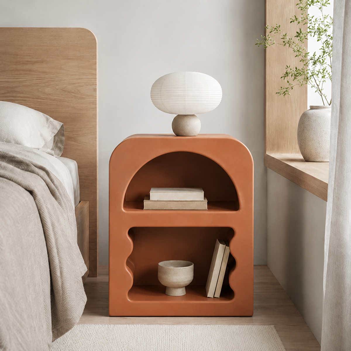 Table de Chevet ONDA – Design Sculptural et Couleur Personnalisable