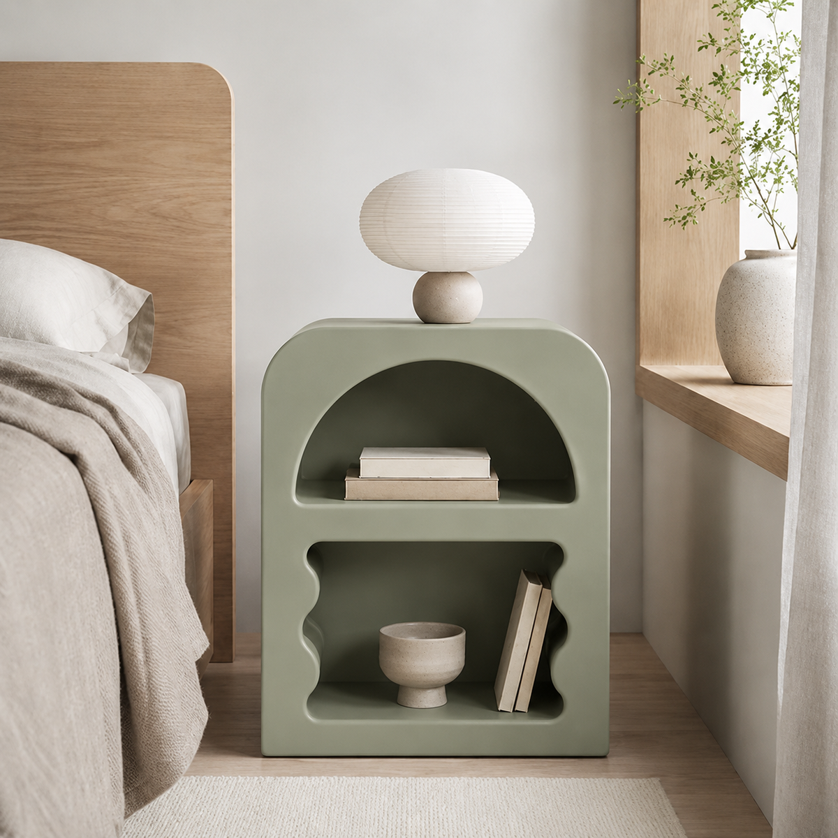 Table de Chevet ONDA – Design Sculptural et Couleur Personnalisable